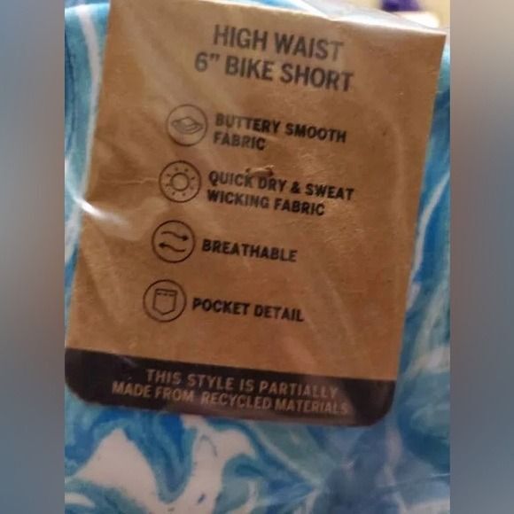 VICTORIA SECRET PINK! 6" SOFT ULTIMATE HIGH WAIST BIKER SHORT XLarge Marble Blue - Picture 10 of 11